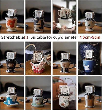 Hanging Ear Drip Coffee Bag Holder with 50-100Pcs Portable Coffee Filter Paper Bag, Coffee Drip Bag Chair Stand, Portable Coffee Filter Paper Bag, for Easy Pour Over (Stand + 50 Bags)