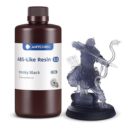ANYCUBIC ABS-Like Resin 3.0, Upgraded 14K 3D Printer Resin with Enhanced Strength and Toughness, High Precision, Low Odor, Wide Compatibility for All LCD Resin 3D Printers (Smoky Black, 1kg)