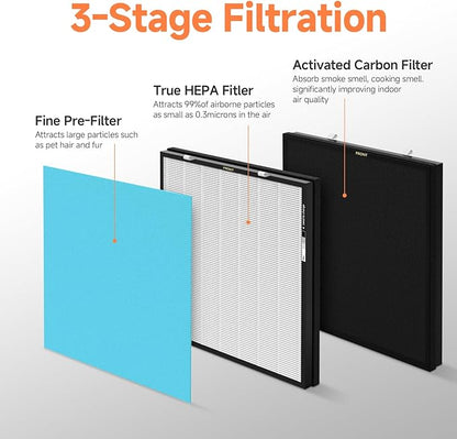 1-Set RFM80 Replacement Filter Compatible with Max Purifier (Model OVHM80), 1×Filter, 1×Activated Carbon Filter and 3×Pre-Filters