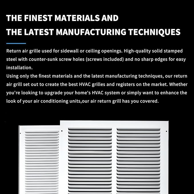 14x14 Return Air Grille(Duct Opening Size),Air Return Vent Cover,Flat Vent Cover,Rejillas De Aire Acondicionado Para Casa,Return Air Grilles,Outer Dimensions:15.75"Wx15.75"H(14"W x 14"H, Duct Opening)