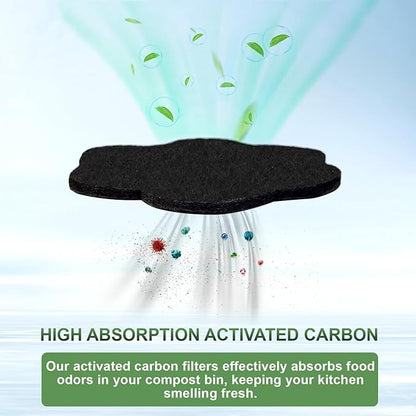 ENLOY 7.2 Inch Universal Trash Can Charcoal Filters Replacements, 12-Pack Flower Shape Stick-on Activated Charcoal, Absorbing Filters Purifying Deodorizer for Compost Bin Pail, Trash Cans, Recycle Bin
