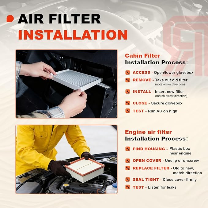 Engine & Upgrade Cabin Air Filter Kit for 2019-2025 Silverado 1500 Sierra 1500,2020-2025 Silverado 2500 HD Sierra 2500 HD Gasoline ONLY,2021-2025 Escalade Tahoe Yukon Suburban,Replaces#CA12405,CF11966