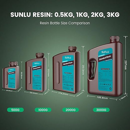 SUNLU 3D Printer Resin 3kg, Fast Curing Standard 3D Resin for LCD DLP SLA Resin 3D Printers, 395 to 405nm UV Curing 3D Printing Liquid Photopolymer Resin, Low Shrinkage, High Precision, 3000g, Beige