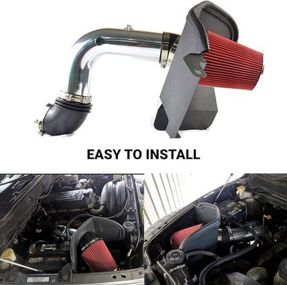 4 Inch Intake Pipe Perfit Formance Cold Air Intake Induction Kit with Filter 2003 2004 2005 2006 2007 Fit for Dodge Ram 2500 3500 5.9L L6 Turbo Diesel (Black Tube & Black Filter)