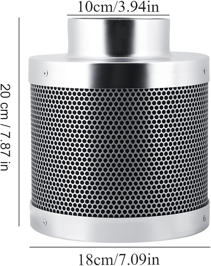 Stainless Steel Carbon Filter, 4 Inch Smelliness Control Scrubber, Odor Scrubber For House Workshop Grow Tent Rooms Inline Duct Fan Indoor Plant Hydroponics Grow Rooms