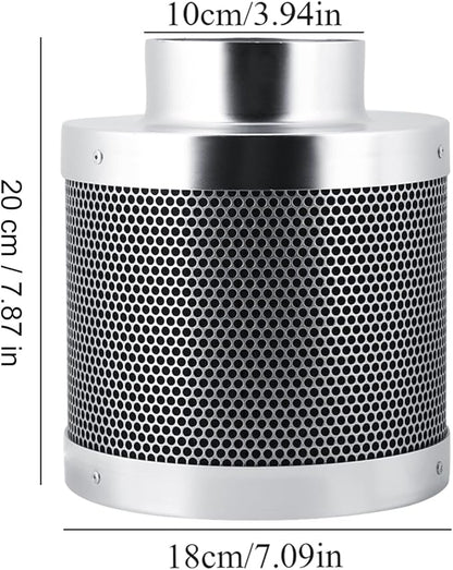 Stainless Steel Carbon Filter, 4 Inch Smelliness Control Scrubber, Odor Scrubber For House Workshop Grow Tent Rooms Inline Duct Fan Indoor Plant Hydroponics Grow Rooms