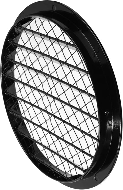 Repa Market 8" Inch Scratch Resistant Black Soffit Air Vent Cover - Aluminum Louvered Round Gable Vent with Mesh Screen - Exhaust/Intake Ventilation Grill for House - Outdoor Metal Duct Grate