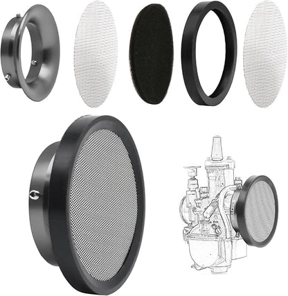 Carburetor Carb Velocity Stack Air Filter Cleaner Modified Trumpet Aluminum Alloy with Sponge Filter Steel Mesh for PWK32-34mm Short Style Fast Intake Suggest for Small Displacement (Titan, 55mm)