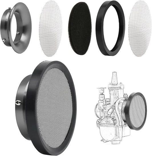 Carburetor Carb Velocity Stack Air Filter Cleaner Modified Trumpet Aluminum Alloy with Sponge Filter Steel Mesh for PWK32-34mm Short Style Fast Intake Suggest for Small Displacement (Titan, 55mm)
