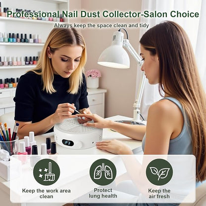 Nail Dust Collector,Compact & Quiet Manicure Vacuum with 2 Filters & Dust Brush for Acrylic Nail Filing,Polishing & Nail Dust Removal,Ideal for Home Salon & Mobile Nail Techs