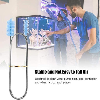 Flexible Drain Brush Cleaner Kit – CPAP Hose Cleaner 5ft Long Elastic Double Head Nylon Cleaning Brush + 3pcs 10” Straw Brushes for Aquarium Water Filter Pipe Air Tube Fish Tank Tub Sinks Glass Vase