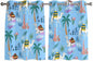 2 Panel Kitchen Cafe Curtains, Desert Landscape Sunlight Filtering Nature Air Through, Home Decor Window Covering Tier Curtains for Bedroom Living Room Cute Camels Palm Trees Houses Leaves Blue