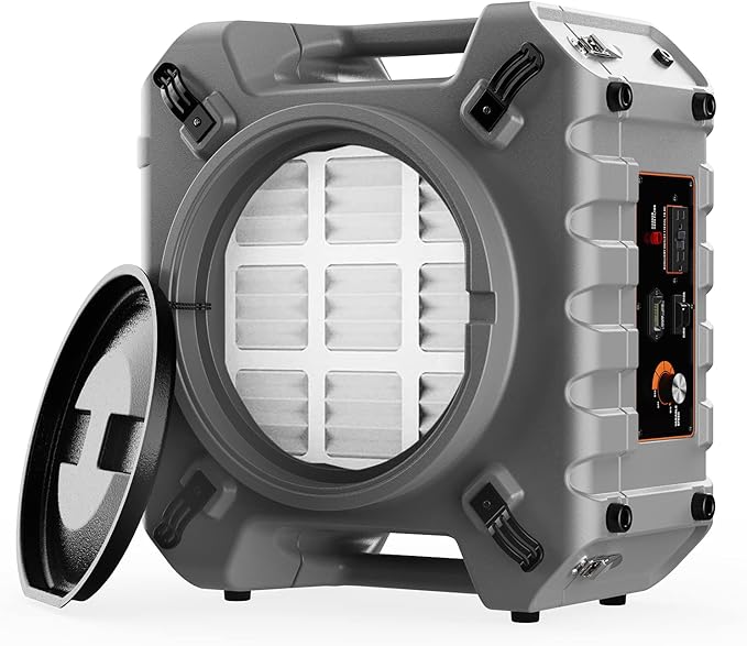 Abestorm HEPA Air Scrubber with 3 Stage Filtration System, Industrial Commercial Air Purifier for Damage Restoration, Stackable Negative Air Cleaner Machine, Airflow Max 550 CFM, S3