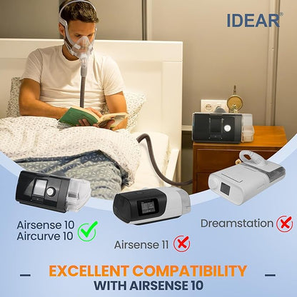 Improved Version Climate Line Air Hose & Water Chamber Compatible with Airsense 10 and Aircurve 10 Only, Comes with 44 PCS CPAP Filters - IDEAR Reusable CPAP Supplies Replacement Great-Value Bundle