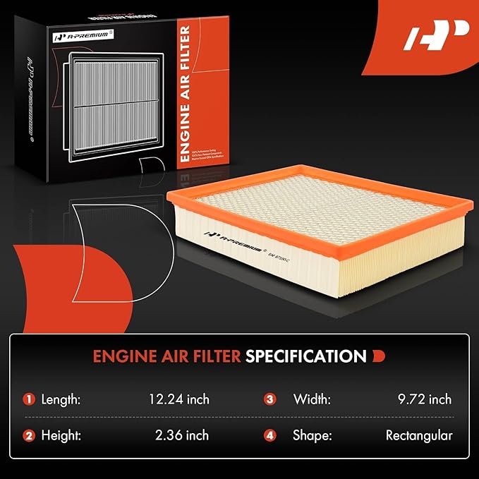 A-Premium Engine Air Filter Compatible with Selected Cadillac, Chevrolet & GMC Models - Silverado, Sierra, Avalanche, Suburban, Tahoe, Yukon, Escalade & More