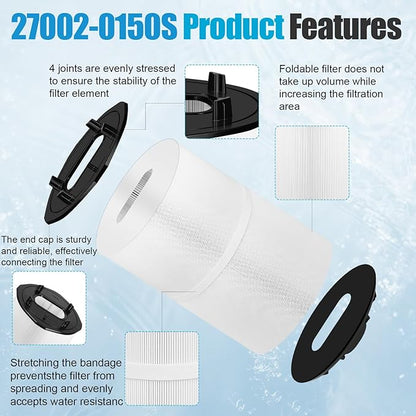 27002-0150S Pool Filter Replacement, Compatible with Sta-Rite System 2 Model PLM150 Modular Media Pool and Spa D.E. Cartridge Filter, with 24800-0121 Air Bleed Assembly, 150 sq. ft, Polyester