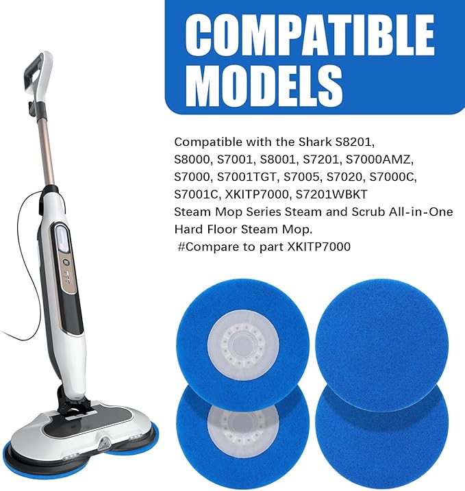 Magic Sponge Eraser Pads for Shark Steamer S7001 s7020 s7000amz s7000 s7001tgt s7201 s8201 S7005 s8001 Series Rotating Steam Scrubber,Scrub Sanitize at The Same,Round Scrubbing Mop Replacement Pad