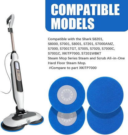 Magic Sponge Eraser Pads for Shark Steamer S7001 s7020 s7000amz s7000 s7001tgt s7201 s8201 S7005 s8001 Series Rotating Steam Scrubber,Scrub Sanitize at The Same,Round Scrubbing Mop Replacement Pad