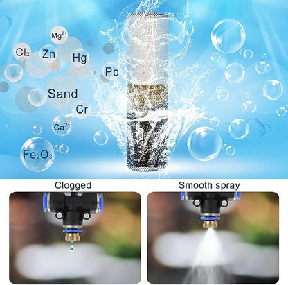 Mornajina 2 Pieces Calcium Inhibitor Filter, Outdoor Misting System Protector for Mist Nozzle, Preventing Scale Buildup from Clogging Up
