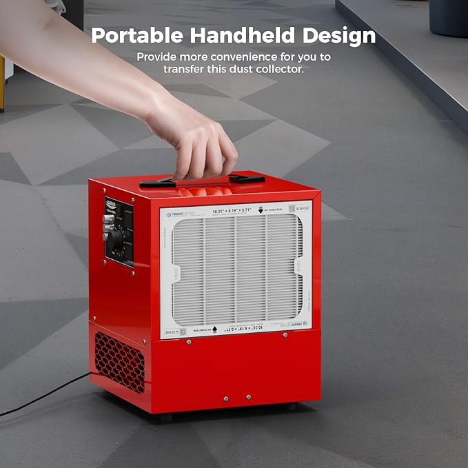ALORAIR Portable Air Filtration System, 180° Air Intake (850/1050CFM) Tabletop Dust Collector for Woodworking with Strong Vortex Fan, Air Filter for Garage, Works Shop, Home, Purecare 1050