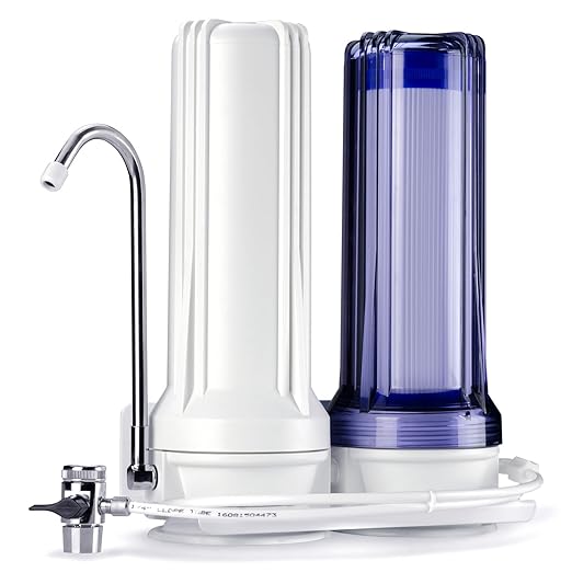 iSpring CKC2 2-Stage Countertop Water Filter, NSF/ANSI 58 Certified, Reduces PFAS, Chlorine, Sediment & Odor, 8000 Gallons, Up to 12 Months, Easy Installation, 2.5" x 10" - 2 Filters Included