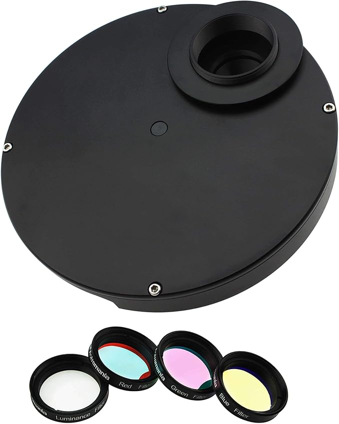 Astromania 1.25" Multiple 9-Position Filter Wheel for Telescope - with LRGB Filter Set