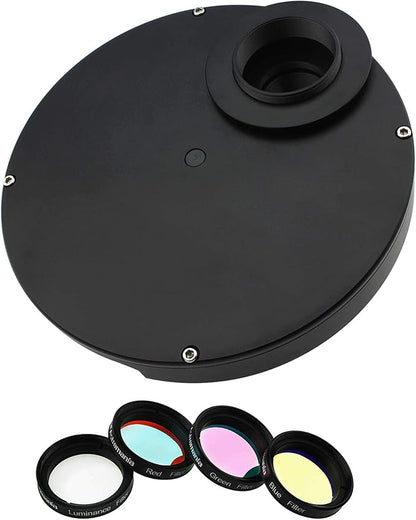 Astromania 1.25" Multiple 9-Position Filter Wheel for Telescope - with LRGB Filter Set