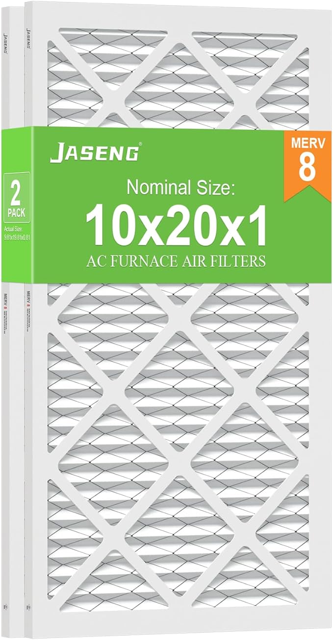 Furnace Filters 10x20x1 MERV 8, MPR 600, Air Filter (2 Pack) for HVAC, AC Furnace - Actual Size: 9.75"x19.75"x0.75"