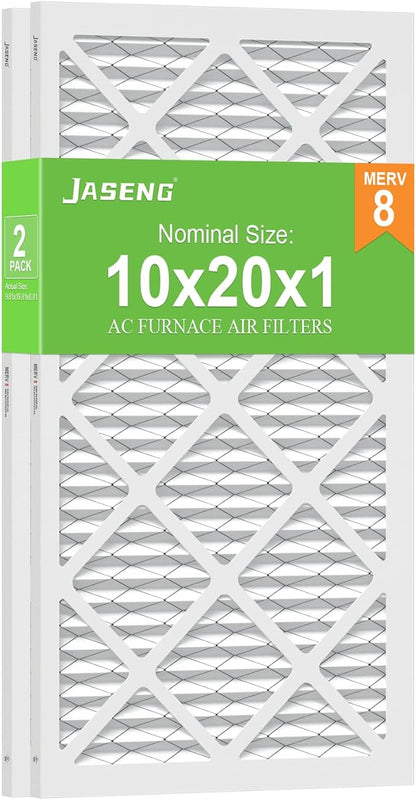 Furnace Filters 10x20x1 MERV 8, MPR 600, Air Filter (2 Pack) for HVAC, AC Furnace - Actual Size: 9.75"x19.75"x0.75"