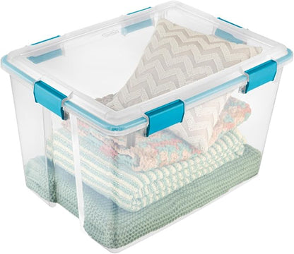 Sterilite 8-Pack Gasket Box, Weather-Resistant Storage Bins with Latching Lids, 80 Quart - Heavy-Duty Organizing Containers for Closet, Bathroom, and Office