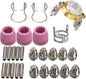 27 Pcs AG60P AG-60 Plasma Cutter Torch Consumables Kit with Roller Guide Wheel Spacer, Nozzles, Electrodes, Ceramic Cups, for Multiple Pilot Arc Plasma Cutters (SG-55/WSD-60 Compatible)
