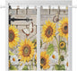 Farm Flowers Bathroom Curtains 63 Inch Length, Window Curtains Tab Top, Retro Sunflowers Barn Doors Butterfly Wood Board Light Filtering Window Treatments Drapes 52"x63" 2 Panel