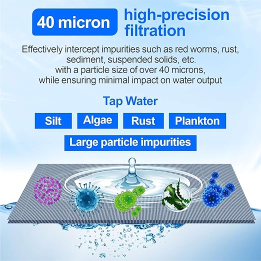 Whole House Spin Down Sediment Water Filter, 40 Micron, Reusable and Flushable Prefilter, 1" MNPT + 3/4" FNPT + 3/4" MNPT for City/Well Water, Lead-Free Brass, BPA-Free