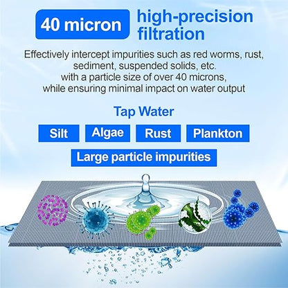 Whole House Spin Down Sediment Water Filter, 40 Micron, Reusable and Flushable Prefilter, 1" MNPT + 3/4" FNPT + 3/4" MNPT for City/Well Water, Lead-Free Brass, BPA-Free