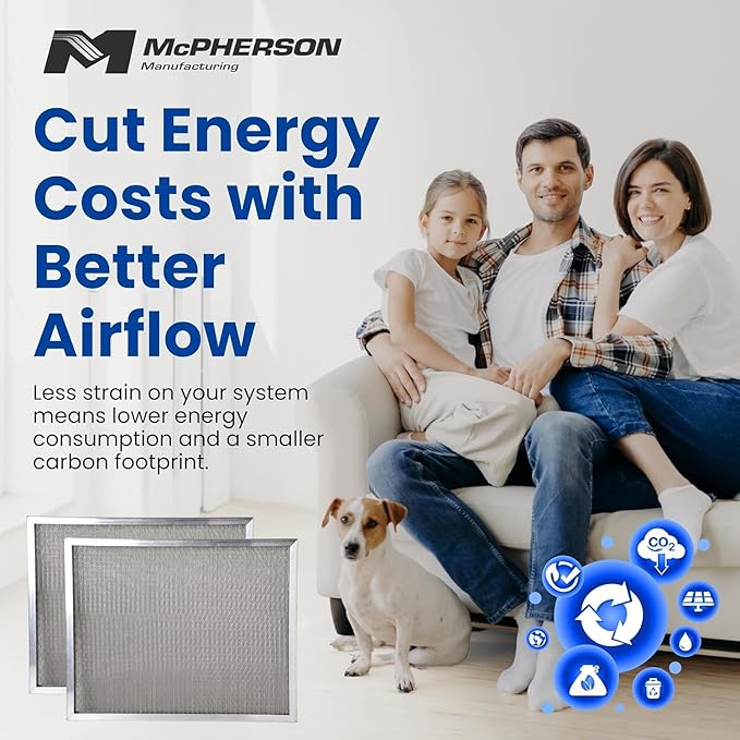 McPherson Reusable Air Filter 14x20x1 | Washable MERV 8 | Made in USA Metal Frame | HVAC AC Furnace | Permanent Electrostatic | Pet Dust Filtration