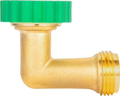 Lead-Free Brass 90°Hose Elbow Fitting,90 Degree Hose Saver Green Quick Swivel Connect Adapter,Thread Size 3/4" Connectors,Hose Protector with Water Filter 2 Pcs