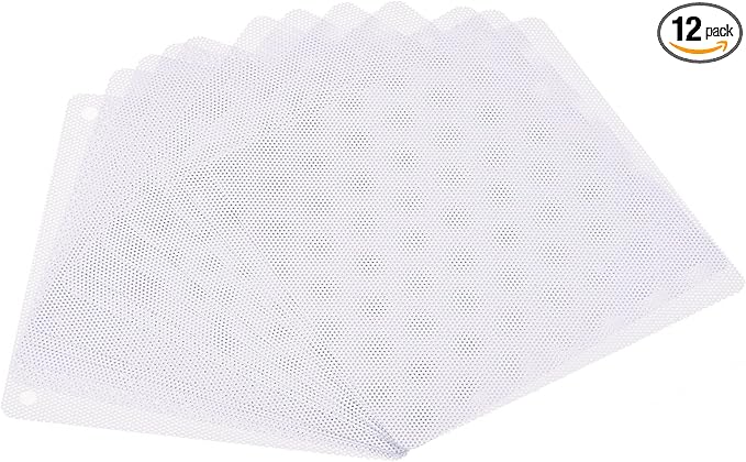 MECCANIXITY 140mm Computer Fan Filter Grills PVC Mesh Dustproof Case Cover for Computers, White Pack of 12