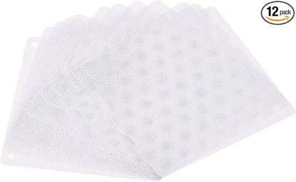 MECCANIXITY 140mm Computer Fan Filter Grills PVC Mesh Dustproof Case Cover for Computers, White Pack of 12