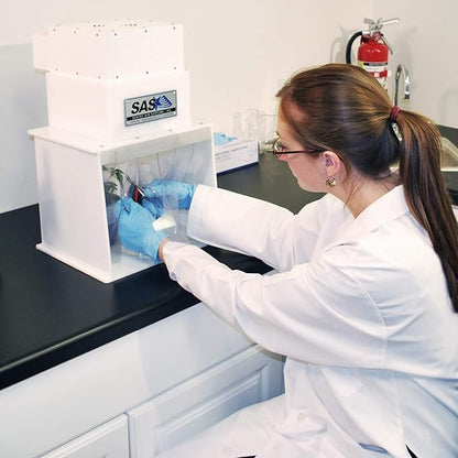 12” Mini Portable Clean Room – Laminar Flow Hood for medical and laboratory uses. Positive-pressure workspace meets ISO Class 5 Clean Room Standards, Supplies Filtered Air to Workspace