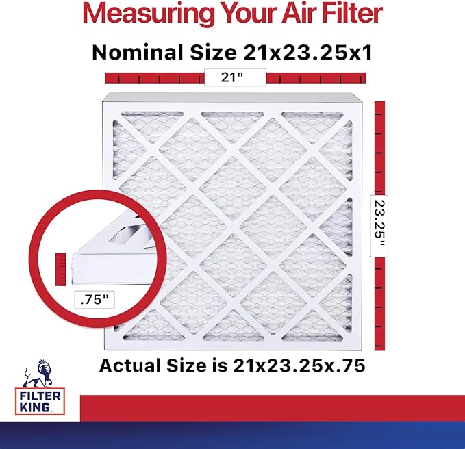 Filter King 21x23.25x1 Air Filter | 4-PACK | MERV 11 HVAC Pleated A/C Furnace Filters | MADE IN USA | Actual Size: 21 x 23.25 x .75"