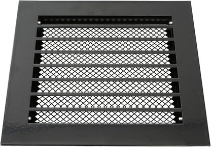 Repa Market 8" x 8" Inch (Inner Dimensions) Galvanized Black Soffit Vent Cover - Louvered Square Gable Vent with Mesh Screen - Intake/Exhaust Ventilation Grill - HVAC Ducting Return Air Vent Cover