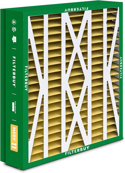 Filterbuy 24.5x27x5 Air Filter MERV 11 Superior Pet & Allergy Defense (2-Pack), Pleated HVAC AC Furnace Filters for Trane, American Standard, Honeywell, and More (Actual Size: 24.06 x 26.13 x 4.97)