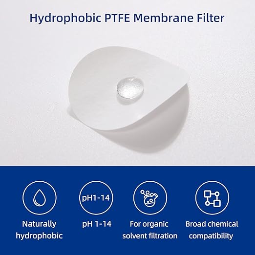 100 PCS PTFE Disc Membrane Filters Hydrophobic 47mm 5.0µm Pore Size
