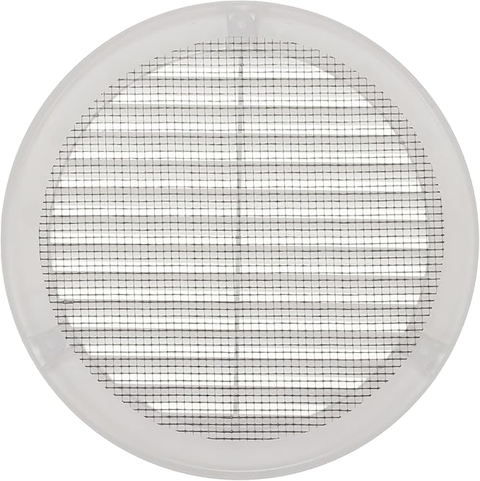 Vent Systems 6" Inch (Opening Dimensions) - Pack of 100 - White Soffit Vent Cover - Plastic Round Air Vent Grille - Built-in Mesh Screen - HVAC Register Louver for Bathroom, Home, Kitchen