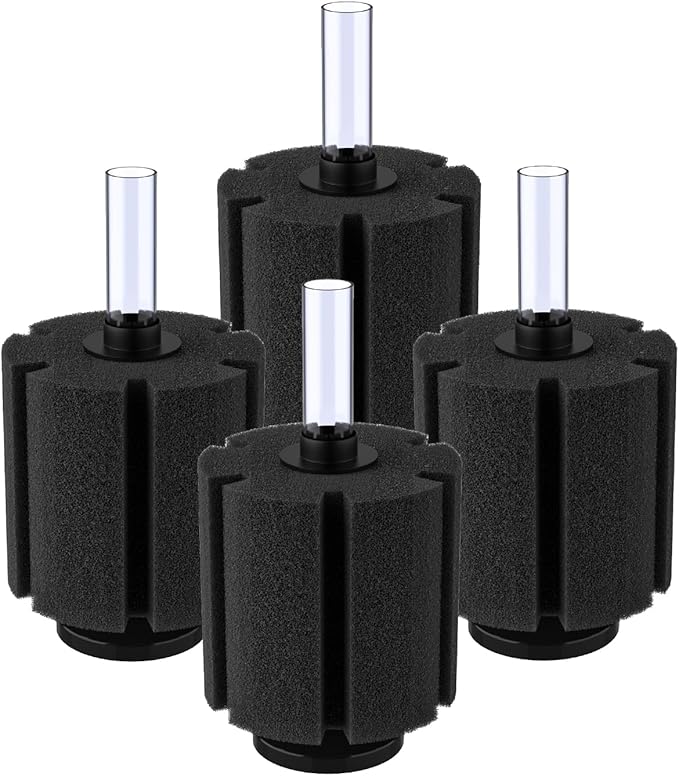 Pawfly Large Aquarium Bio Sponge Filter Quiet Betta Fry Shrimp and Small Fish Foam Filter for Fish Tank up to 60 Gallon, 4 Pack