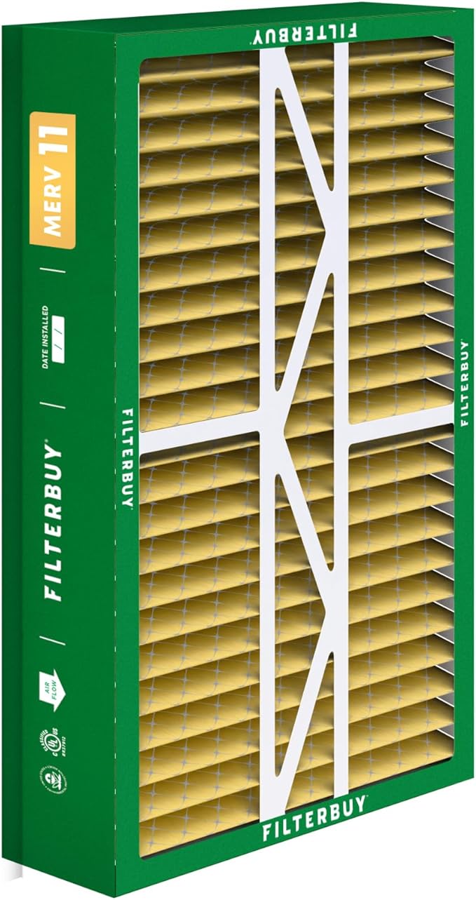 Filterbuy 17.5x27x5 Air Filter MERV 11 Superior Pet & Allergy Defense (3-Pack), Pleated HVAC AC Furnace Filters for Trane Perfect Fit & American Standard (Actual Size: 17.13 x 26.13 x 4.97)