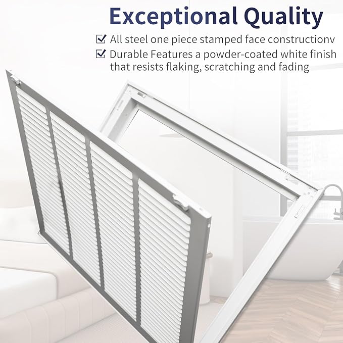 20"W x 16"H [Duct Opening Size] Steel Return Air Filter Grille - Removable Face/Door for 1 inch Filters -HVAC Vent Cover Grill - White [Outer Dimensions: 22 5/8"W X 18 5/8"H]