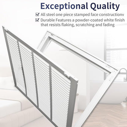 20"W x 16"H [Duct Opening Size] Steel Return Air Filter Grille - Removable Face/Door for 1 inch Filters -HVAC Vent Cover Grill - White [Outer Dimensions: 22 5/8"W X 18 5/8"H]