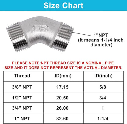 45 Degree Elbow 1PCS, 1" NPT Male X 1" NPT Male 304 Stainless Steel Pipe Fitting, Connector Coupler Apply to Outdoor/Garden/Industrial