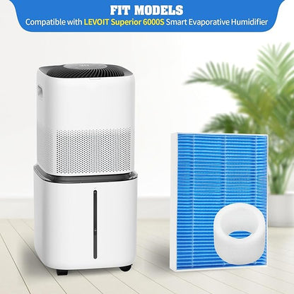 4-Pack Replacement Humidifier Filters Compatible with LEVOIT Superior 6000S Smart Evaporative Humidifier + 2-Pack Top Fill Humidifier Replacement Filters Compatible with LEVOIT Humidifiers